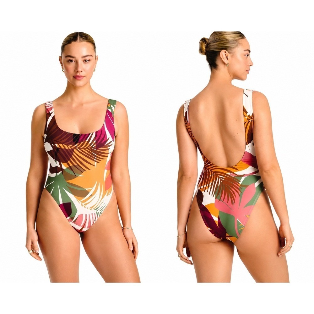 Women's One Piece Swimsuit Vitamin A Palm Print S New With Tags